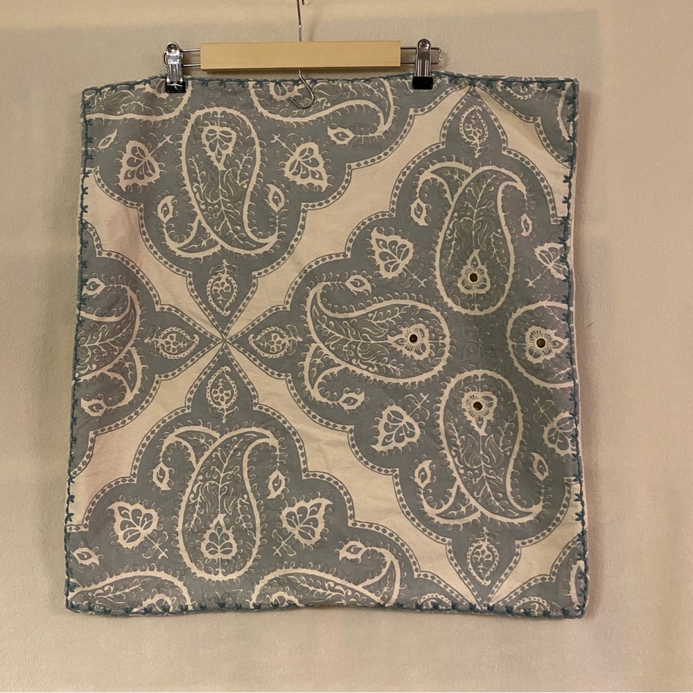 Set of 2 Pottery Barn Paisley Pillow Covers in Light Blue and Cream